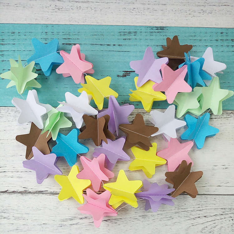 3d paper star garland