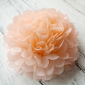 diy peach tissue paper decor, hanging pom poms from ceiling