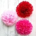 Mixed red cheap wedding tissue pom poms paper flowers