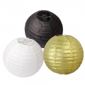 Umiss 8inch Pack of 6 Black Gold White Mixed Colors Paper Lanterns for weddings