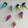 Umiss Colorful Paper Honeycomb Ice Cream Garland for Wedding and Birthday Party