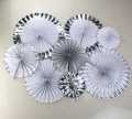 Set of 8 Prefolded Handmade Silver Foil Craft Paper Fan for Wedding Decorations