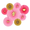 Valentines' Day Fold Paper Fans For Party Decorations set of 8