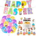 36 Pack Easter Party Decorations Set, Includes Happy Easter Banner, Colorful Latex Balloons with Cute Bunny Patterns, Easter Cake Toppers for Easter Party Supplies Favors Home Ornaments