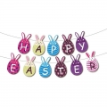 Easter Party Decorations Set Easter rabbit Shape Happy Easter Banner and 18pcs Balloons, Happy Easter Bunny Pattern Banner Garland Party Flag Party Decorations Kits for Easter Celebration