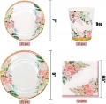 Floral Party Supplies paper plates and Napkins Sets for 24 Guest-Include Floral Party Disposable Paper Dinner Plates,Cups,Napkin for Baby or Bridal Shower,Birthday,Wedding,Bachelorette party Supplies