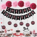Rose Gold 40th Birthday Party Decorations Kit for Women - Cheers to 40 Years Banner, 6Pcs Celebration 40 Hanging Swirls, 6Pcs Pom Poms - 40 Years Old Party Supplies 40th Anniversary Decorations