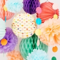 Premium Paper Decoration Set - Pom Pom, Honeycomb and Accordion Lantern (Festive Colors) Birthday Party Baby Shower Bride to Be Engagement Wedding Events