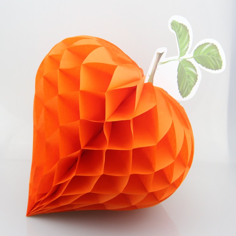 Orange Strawberry Shaped Tissue Paper Honeycomb Balls