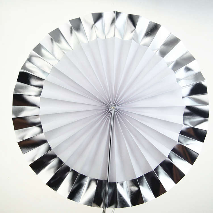Handmade Silver Foil Craft Paper Fan,Prefolded Handmade Paper