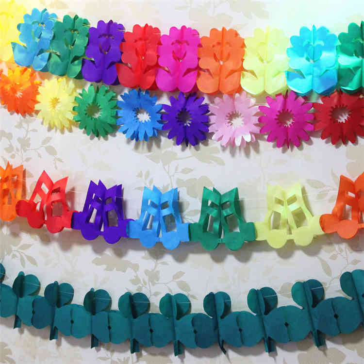 Uimss Factory Supply Colorful Flower Music Note Dragonfly Tissue Paper Garland