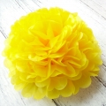 buttercup yellow tissue paper puff balls, big pom poms, bridal shower decorations