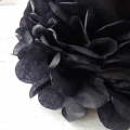 black pom poms party decorations, tissue paper puffs