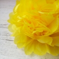 buttercup yellow tissue paper puff balls, big pom poms, bridal shower decorations