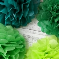 Umiss spring green set tissue paper pom poms home decor, nursery or children room, back to school, Christmas Mantle, Christmas tree