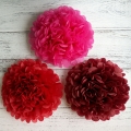 Mixed red cheap wedding tissue pom poms paper flowers