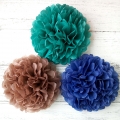 Mixed color tissue paper poofs paper balls decoration baby shower pom poms