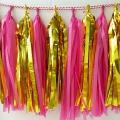 Umiss gold and pink tassel garland hanging paper decoration for bridal shower party supplies
