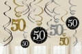 30th 50th Birthday Party Decorations Kit with Sparkling Celebration 50 Hanging Swirls