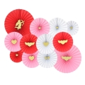 Valentines' Day Wholesale Fold Paper Fans For Party Decorations set of 12