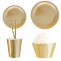Soild Party Supplies Set Disposable Tableware Wholesale  Rose Gold Foil Paper Plates Cups