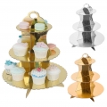 Foil Gold Paper Cake Stand Cupcake Holder For Birthday Party Decoration