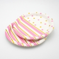 Pink Polka Dots Gold Theme Disposable Tableware Serves Dinner Plates,Salad Plates,Napkins,Paper Cups, Paper Straws,Tablecloth for Wedding,Anniversary,Birthday,Baby Shower