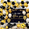We Will Miss You Decorations Banner Backdrop, Going Away Party Decorations, Blue Gold Backdrop for Retirement Party Decoration, Office Farewell, Goodbye Party Decorations Fabric 6.1ft x 3.6ft