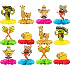 12pcs Decorations Fiesta Honeycomb - 8 Inches Colorful Paper Mexican Table Centerpiece Decorations for Mexican Fiesta Bar Party Supplies Favors