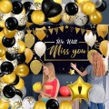 We Will Miss You Decorations Banner Backdrop, Going Away Party Decorations, Blue Gold Backdrop for Retirement Party Decoration, Office Farewell, Goodbye Party Decorations Fabric 6.1ft x 3.6ft