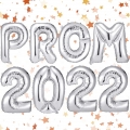 8 Pieces Prom 2022 Balloons Banner 32 Inch Letter Balloons Foil Prom Balloons Set Silver Prom 2022 Decorations Class of 2022 Prom Letters Props for Graduation Party, Retirement, Congrats Grad Party