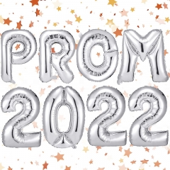 8 Pieces Prom 2022 Balloons Banner 32 Inch Letter Balloons Foil Prom Balloons Set Silver Prom 2022 Decorations Class of 2022 Prom Letters Props for Graduation Party, Retirement, Congrats Grad Party