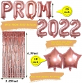PROM 2022 Balloon Set Graduation Party Decoration with 2 star Balloon and 6.56ft Tinsel Curtain Grad Number Balloons for Prom Graduating Supplies (rose gold)