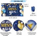 We Will Miss You Decorations Banner Backdrop, Going Away Party Decorations, Blue Gold Backdrop for Retirement Party Decoration, Office Farewell, Goodbye Party Decorations Fabric 6.1ft x 3.6ft PHXEY