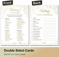 Bridal Shower Games - Set of 4 Games for 30 Guests - Double Sided Cards - Wedding Shower Games - Gold Polka Dots