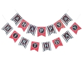 Pirate Happy Birthday Banner Party Decoration Supplies, Nautical Sailing Treasure Black and Red Striped Party Pennant Decorations