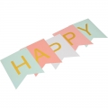 Large Tri-Color Pink& Green& White Happy Birthday Banner, Birthday Decorations Supplies, Beautiful, Swallowtail Bunting Flag Garland Surprise Ideas