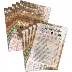 Bridal Shower Game Set - Wedding Shoe Game Cards for Wedding - Rustic Wood Floral Wedding Party Favor Decor - Engagement/Bachelorette Party Games Supplies & Activities - 30 Game Cards