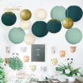 Wedding Party Decorations - 12Pcs Green Gold Hanging Paper Lanterns for Rustic Style Spring Decor Bridal Shower Baby Shower Birthday Eucalyptus Neutral Party Decor (Forest Green)
