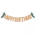Yellow(Brown) Happy Birthday Banner for Adults, Ecofriendly Reusable 15pcs Happy Birthday Centerpieces Banner for Party Supplies, Paper Flag Decor for Kids Girls Women Birthday