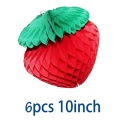 6pcs 10inch Art Honeycomb Strawberry Balls Tissue Paper Strawberry Decorations Paper Flower Balls Hanging Wall Decoration Party Wedding Birthday Baby Shower Home Decor (10'' Strawberry)