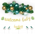 Dinosaur Baby Shower Decorations for Boy, Dinosaur Balloons Garland Kit for Baby Shower, Dinosaur Party Supplies, Welcome Baby Banner, Hatching Soon Cake Topper