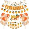 Little Cutie Baby Shower Decorations Orange Birthday Party Supplies Kit, Little Cutie Banner Cake Topper Citrus Cupcake Topper Confetti Balloons for Tangerine Baby Shower Birthday Party