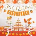 Little Cutie Baby Shower Decorations Orange Birthday Party Supplies Kit, Little Cutie Banner Cake Topper Citrus Cupcake Topper Confetti Balloons for Tangerine Baby Shower Birthday Party