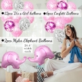 477 pc Set Elephant Baby Shower Decorations for Girl | It's A Girl | Banner, Napkins, Straws, Guest Book, Paper Lanterns, Honeycomb Balls, Fans, Cake Toppers, Sash, Balloons, Games | Pink Grey White
