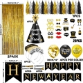 New Years Eve Party Supplies 2023- Happy New Year Decorations Kit, Banner Cone Hats Tiaras Foil Fringe Curtain Squawkers Blowouts Balloons Photo Booth Props Tissue Paper Tassel Garland