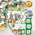 Baby Shower Decorations - Jungle Theme Party Supplies Include Balloons Garlands Arch, Boxes, Banner, Backdrop, Sash, for Animal Safari Jungle Baby Shower Birthday Party Decorations
