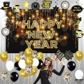 Huge Happy New Year Decorations 2023 - Big Pack of 100 | Happy New Year Banner | New Years Eve Party Supplies 2023, New Years Backdrop, New Years Hanging Swirls Decorations, NYE Photo Booth Props 2023