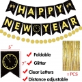109 PCS Happy New Year Decorations 2022 New Years Eve Decorations Happy New Year Banner New Years Decorations 2022 Black and Gold New Years Party Decor