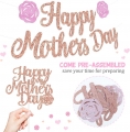 Happy Mother's Day Decorations Pack - Rose Gold Glitter Garland and Cake Topper Decorations I Love Mom Thanks Mom Photo Props Home Celebrate Party Decor Backdrop